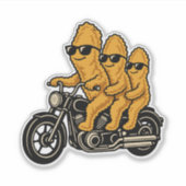 Sticker Poulets Nuggets Drôles à Moto (Devant)