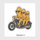 Sticker Poulets Nuggets Drôles à Moto (Feuille)