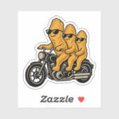 Sticker Poulets Nuggets Drôles à Moto (Feuille)