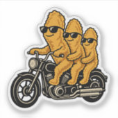 Sticker Poulets Nuggets Drôles à Moto (Devant)
