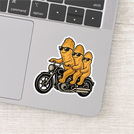 Sticker Poulets Nuggets Drôles à Moto (Détail)