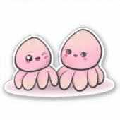 Sticker poulpe kawaii mère et enfant (Devant)