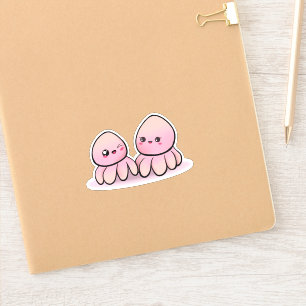 Sticker poulpe kawaii mère et enfant