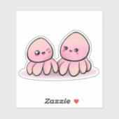 Sticker poulpe kawaii mère et enfant (Feuille)