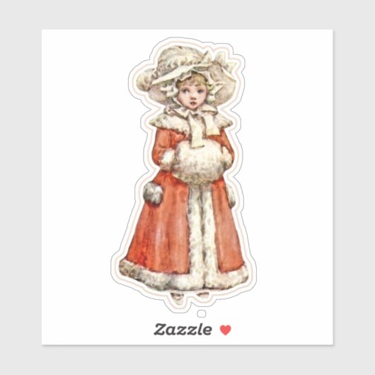 Sticker Poupée en papier pour enfant victorien manteau d'h (Feuille)