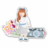 Sticker Poupée, fleurs, et caméra (Devant)