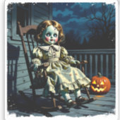 Sticker Poupée hantée et citrouille d'Halloween (Recto)