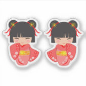Sticker Poupée Kokeshi Rose (Devant)