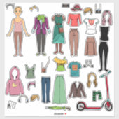 Sticker Poupée papier (Feuille)