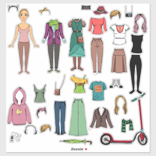 Sticker Poupée papier (Feuille)