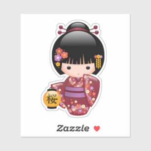 Sticker Poupée Sakura Kokeshi - Kimono Geisha Girl