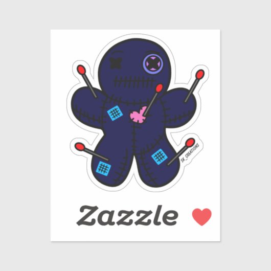 Sticker Poupée vaudou bleu foncé (Feuille)