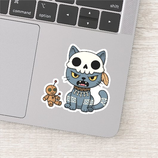 Sticker Poupée vaudou de chat sorcière (Détail)