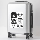 Sticker Poupées gothiques face original Big eye Girls art (Sur valise)