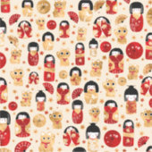 Sticker Poupées japonaises - Chats Kokeshi et Maneki Neko (Devant)