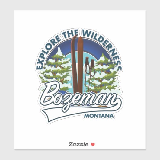 Sticker pour affiche de ski Bozeman Montana (Feuille)