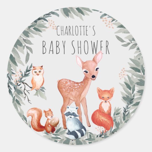 Sticker pour animaux de forêt de Baby showers de b (Devant)