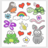 Sticker pour animaux de printemps mignon (Feuille)