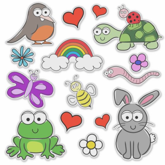 Sticker pour animaux de printemps mignon (Devant)