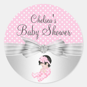 Sticker pour Baby shower à points Girl Polka
