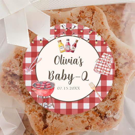 Sticker pour Baby shower BBQ Jardin Rouge