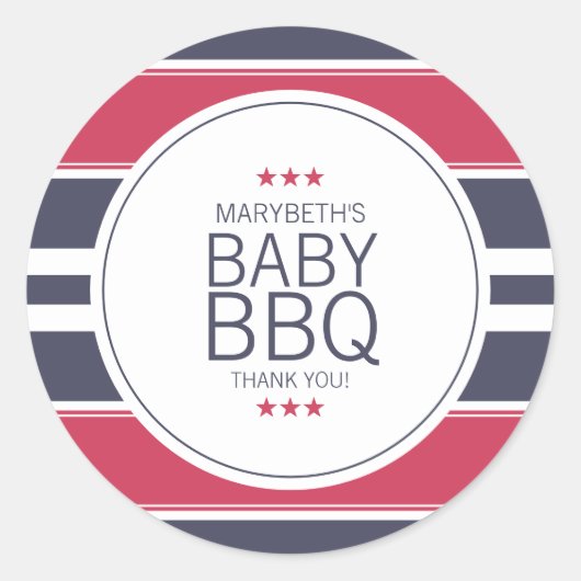 Sticker pour Baby shower BBQ rouge, blanc et bleu  (Devant)