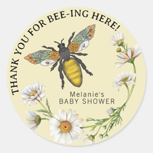 Sticker pour Baby shower d'abeille de miel | Aquar (Devant)