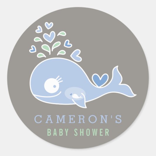 Sticker pour Baby shower de bébé maman Blue Whale (Devant)