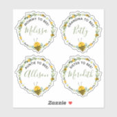 Sticker pour Baby shower de couronne d'abeilles ne (Feuille)