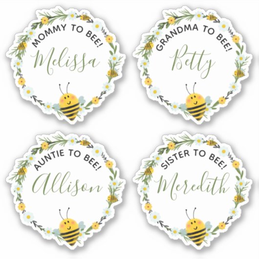 Sticker pour Baby shower de couronne d'abeilles ne (Devant)