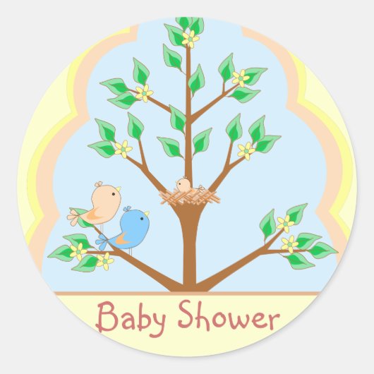 Sticker pour Baby shower de famille d'oiseaux (Devant)