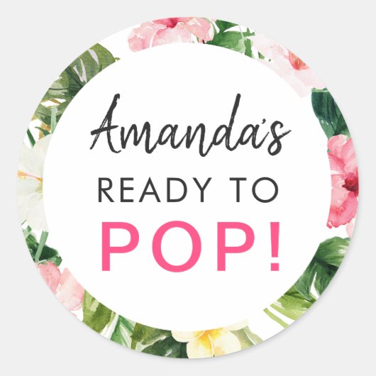 Sticker pour Baby shower de Feuilles tropicaux prê (Devant)