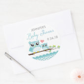 Sticker pour Baby shower de hibou / Étiquette | Bl (Enveloppe)