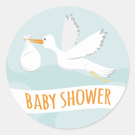 Sticker pour Baby shower de la cigogne (Devant)
