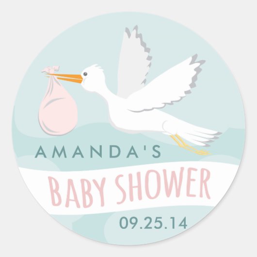 Sticker pour Baby shower de la cigogne (Devant)
