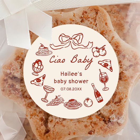Sticker pour Baby shower de pizza italienne Ciao B