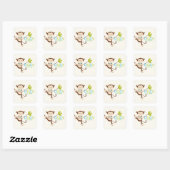 Sticker pour Baby shower de singe mignon (Feuille)