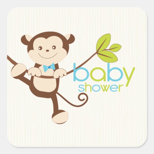 Sticker pour Baby shower de singe mignon (Devant)
