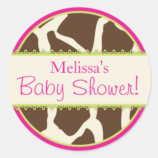 Sticker pour Baby shower d'impression Safari Giraf (Devant)