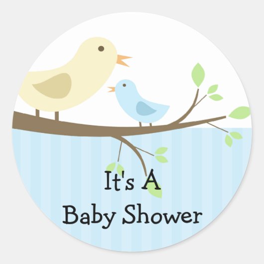 Sticker pour Baby shower d'oiseaux maman et bébé (Devant)