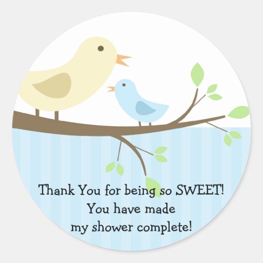 Sticker pour Baby shower d'oiseaux maman et bébé (Devant)