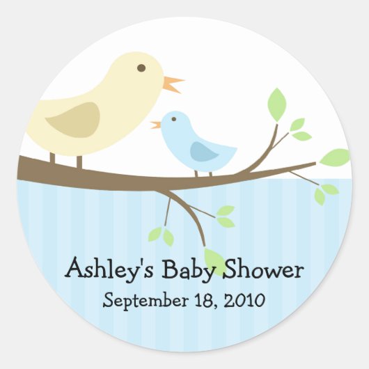 Sticker pour Baby shower d'oiseaux maman et bébé (Devant)