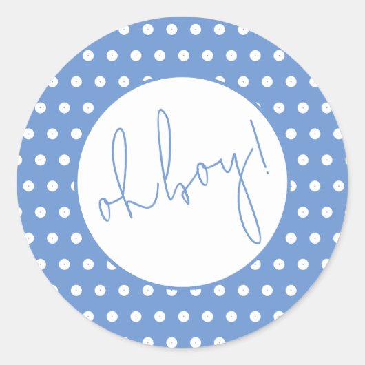 Sticker pour Baby shower pour garçon Polka bleu et (Devant)