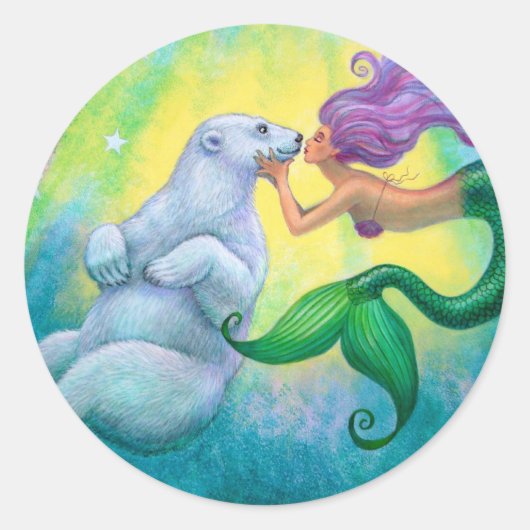 Sticker pour baiser à l'ours polaire de la sirène (Devant)