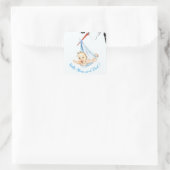 Sticker pour bébé portant la cigogne drôle - Texte (Sac)