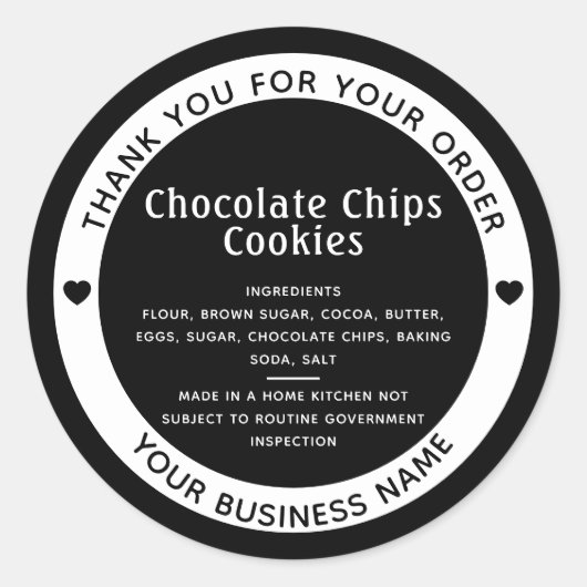 Sticker pour biscuits à base d'ingrédients minimal (Devant)