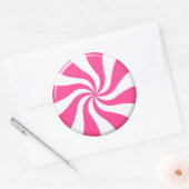Sticker Pour Bonbons Rose Et Blanc Tourné (Enveloppe)