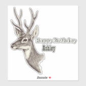 Sticker pour cerfs d'anniversaire personnalisé (Feuille)
