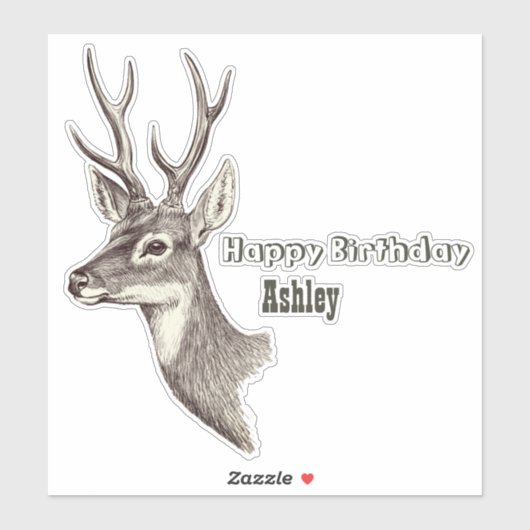 Sticker pour cerfs d'anniversaire personnalisé (Feuille)
