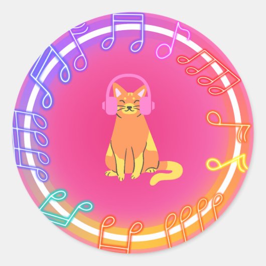 Sticker pour chat de musique néon (Devant)